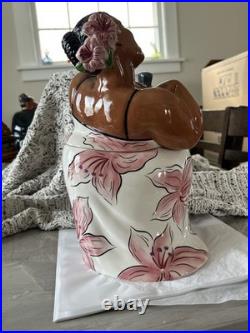 VTG 2001 Clay Art'Jazz Diva' Cookie Jar-Black Americana Hand Painted