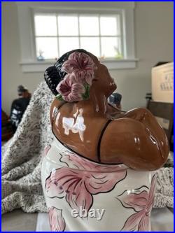 VTG 2001 Clay Art'Jazz Diva' Cookie Jar-Black Americana Hand Painted