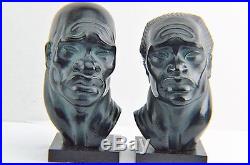 VTG Fred Press African Male Sculpture Heads Blackamoor Ceramic Chalkware Plaster