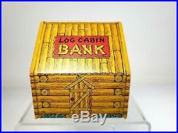 Very Rare 1930s J Chein Co. Tin Litho Black Americana Log Cabin Coin Bank