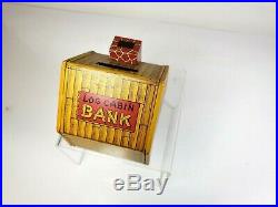 Very Rare 1930s J Chein Co. Tin Litho Black Americana Log Cabin Coin Bank