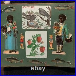 Victorian Scrapbook Diecuts Santa Baseball Flowers Black Americana Animals