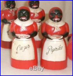 Vintage 11Pc. 1940's F&F Aunt Jemima Spice Set WithSyrup & 2 Salt Peppers