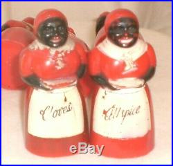 Vintage 11Pc. 1940's F&F Aunt Jemima Spice Set WithSyrup & 2 Salt Peppers