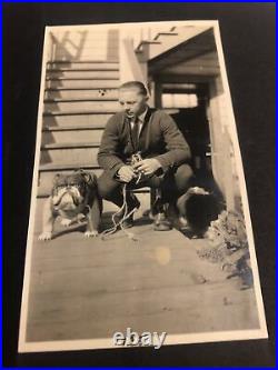 Vintage 1920's Photo California B&W Americana History OOAK Gentleman And His Dog