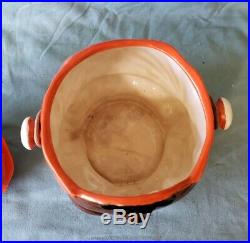 Vintage 1930s Manhon Ware Black Americana Mammy Cookie Jar & Lid wicker Handle