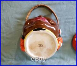 Vintage 1930s Manhon Ware Black Americana Mammy Cookie Jar & Lid wicker Handle