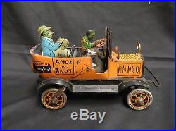 Vintage 1930s Marx Amos & Andy Fresh Air Taxi Black Americana Tin Wind Up Toy