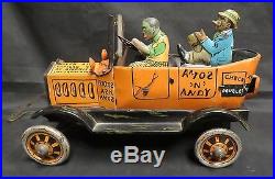 Vintage 1930s Marx Amos & Andy Fresh Air Taxicab Black Americana Tin Wind Up Toy
