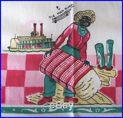 Vintage 1940's Historical Black Americana Sambo Print Tablecloth