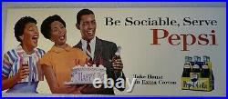 Vintage 1960's Pepsi Cola Bus Transit Poster Black Americana Be Sociable