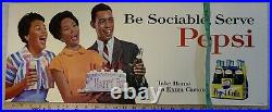 Vintage 1960's Pepsi Cola Bus Transit Poster Black Americana Be Sociable