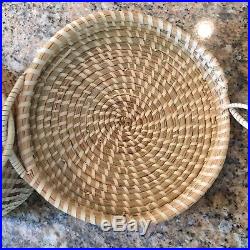 Vintage 1970s Charleston SC Gullah Sweetgrass Basket with Handle and Lid
