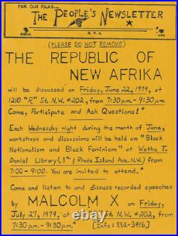 Vintage 1979 Republic of New Afrika FlyerBlack NationalismPeople's Newsletter Vintage 1979 Republic of New Afrika FlyerBlack NationalismPeople's Newsletter