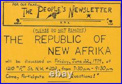 Vintage 1979 Republic of New Afrika FlyerBlack NationalismPeople's Newsletter