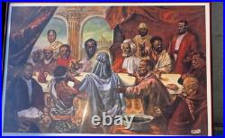 Vintage 1988 Last Supper Black Americana Civil Rights Framed Wall Art Print MLK