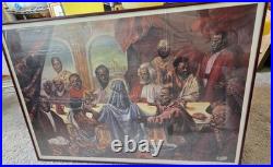 Vintage 1988 Last Supper Black Americana Civil Rights Framed Wall Art Print MLK