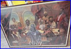 Vintage 1988 Last Supper Black Americana Civil Rights Framed Wall Art Print MLK