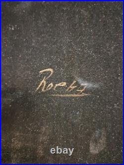 Vintage 60's Large Black Velvet African American cry Signed Painting 23'' x 17'