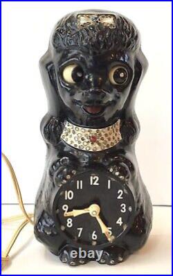 Vintage 60s Kit Cat Poodle Clock California Clock Company Eyes Move