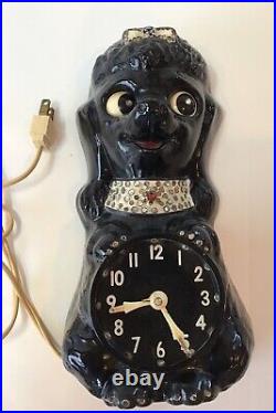 Vintage 60s Kit Cat Poodle Clock California Clock Company Eyes Move