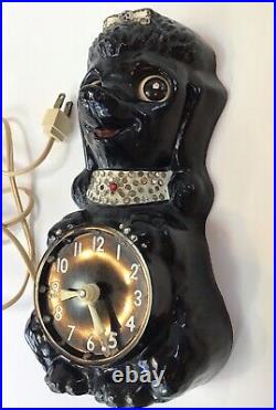 Vintage 60s Kit Cat Poodle Clock California Clock Company Eyes Move