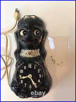 Vintage 60s Kit Cat Poodle Clock California Clock Company Eyes Move