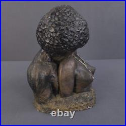Vintage African American Afro Bust Statue Black Woman Man Kissing Chalk Ceramic