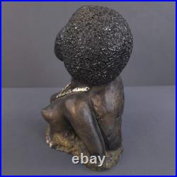 Vintage African American Afro Bust Statue Black Woman Man Kissing Chalk Ceramic