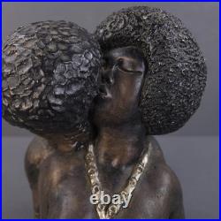 Vintage African American Afro Bust Statue Black Woman Man Kissing Chalk Ceramic Vintage African American Afro Bust Statue Black Woman Man Kissing Chalk Ceramic
