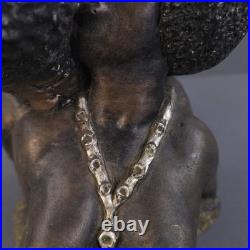 Vintage African American Afro Bust Statue Black Woman Man Kissing Chalk Ceramic Vintage African American Afro Bust Statue Black Woman Man Kissing Chalk Ceramic
