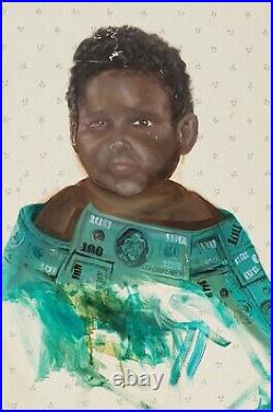 Vintage African American Black Chicago Artist Child Dusable Powerful Painting