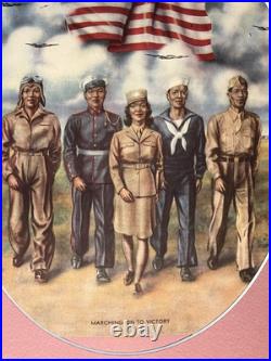 Vintage African-American Black Military Marching To Victory 12x19 Unique Frame