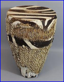 Vintage African Tribal, Zebra Drum, Excellent Condition, Great Table Stand