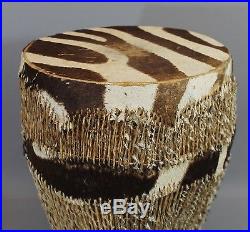 Vintage African Tribal, Zebra Drum, Excellent Condition, Great Table Stand