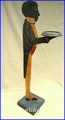 Vintage Americana Black Man Butler/waiter Ashtray Stand Wood Nice