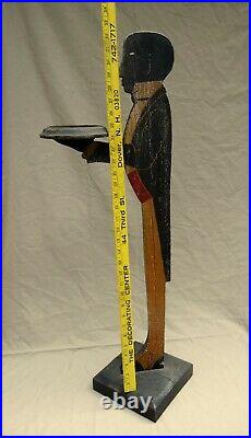 Vintage Americana Black Man Butler/waiter Ashtray Stand Wood Nice