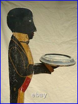 Vintage Americana Black Man Butler/waiter Ashtray Stand Wood Nice
