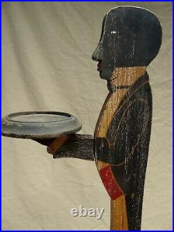 Vintage Americana Black Man Butler/waiter Ashtray Stand Wood Nice