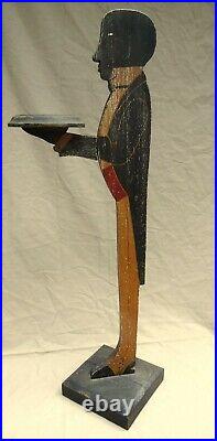 Vintage Americana Black Man Butler/waiter Ashtray Stand Wood Nice