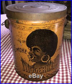 Vintage Antique Black Americana Nhair Tobacco Tin With Partial Tax Stamp