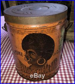 Vintage Antique Black Americana Nhair Tobacco Tin With Partial Tax Stamp
