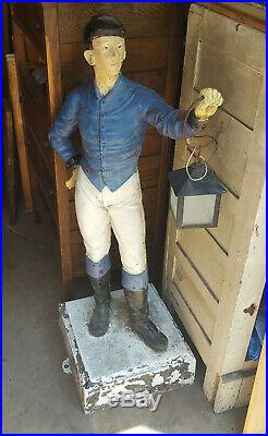 Vintage Antique Cast Iron Lawn Jockey with Lantern on Cast Iron Stand 49