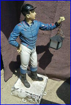 Vintage Antique Cast Iron Lawn Jockey with Lantern on Cast Iron Stand 49