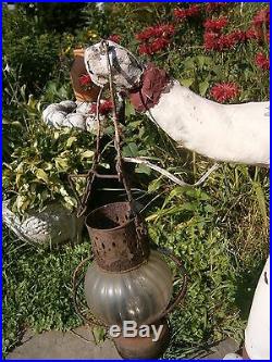 Vintage Antique Lawn Jockey with Lantern Cement