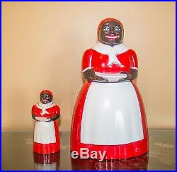 Vintage Aunt Jemima plastic cookie jar and syrup pourer, F&F mold and dye USA