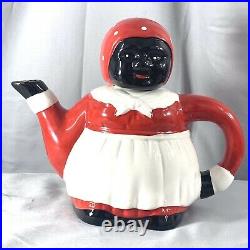 Vintage Auntie Jemima Teapot F & F Americana Collectible Ceramic Red White Black