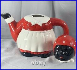 Vintage Auntie Jemima Teapot F & F Americana Collectible Ceramic Red White Black