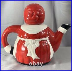 Vintage Auntie Jemima Teapot F & F Americana Collectible Ceramic Red White Black