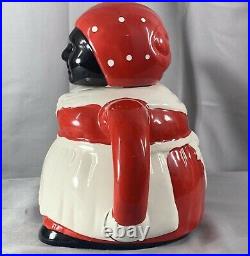 Vintage Auntie Jemima Teapot F & F Americana Collectible Ceramic Red White Black